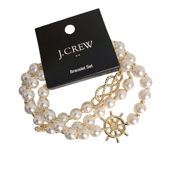 J. Crew Factory Jewelry - NWT J. Crew Nautical Faux Pearl Layered Bracelet Set